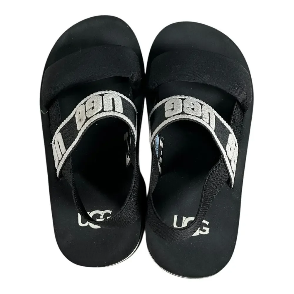 UGG Kids Kazuma Sling Sandals Size 13 Black & White Excellent Condition Summer